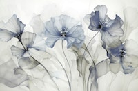Ethereal Flower Fantasies Blue Grey carta da parati