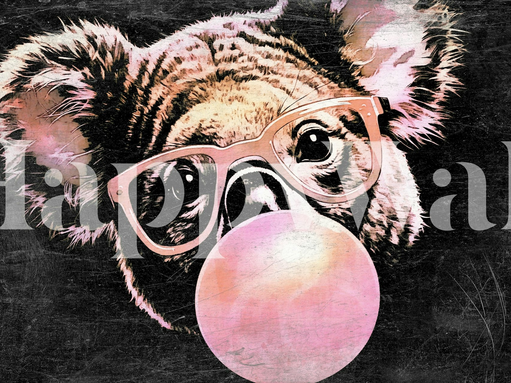 Wallpaper featuring a bear blowing bubble gum