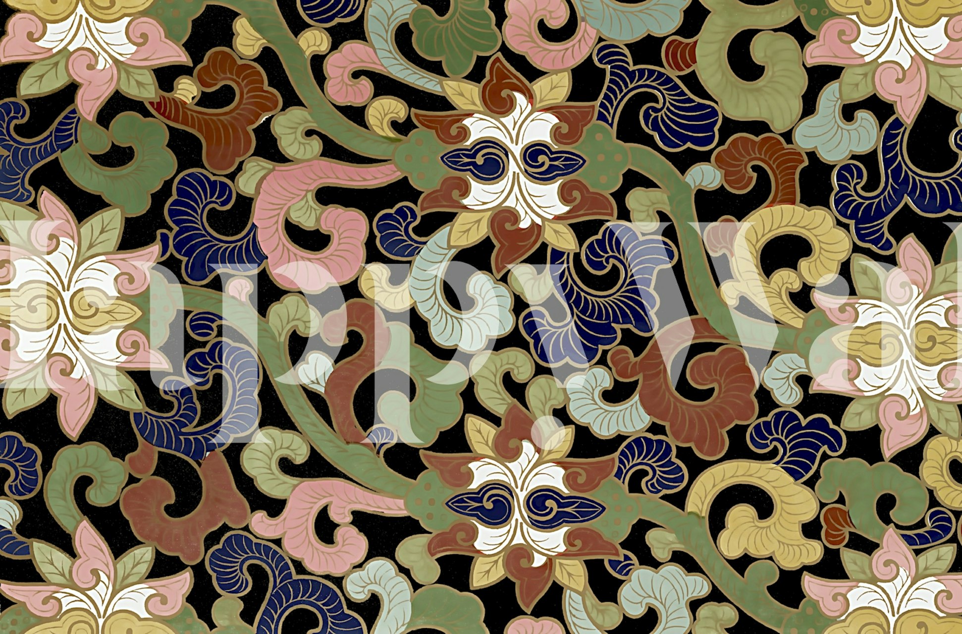 Antique Asian Floral Art tapettisuunnittelu