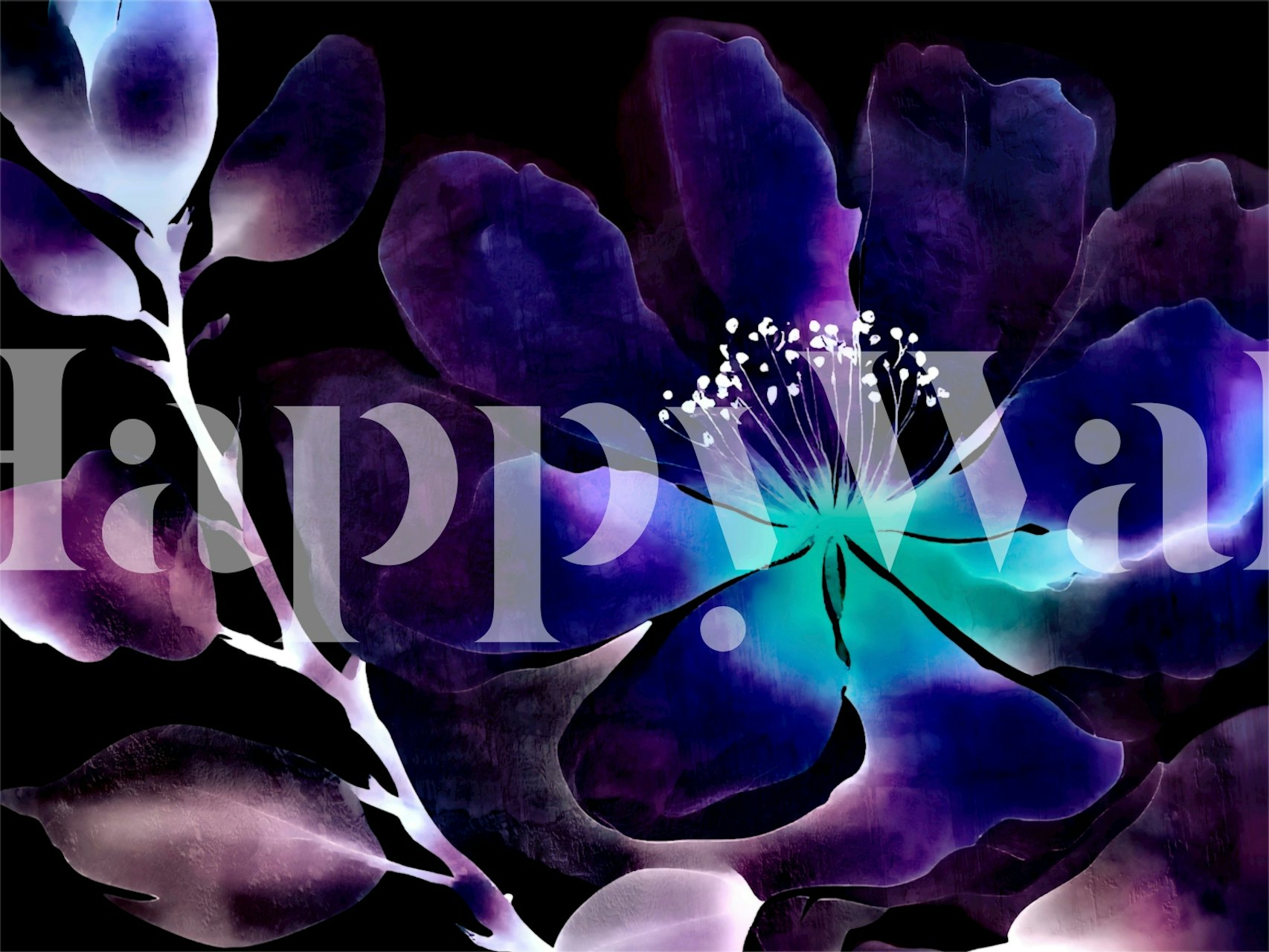 Projekt tapety kwiatowej akwarelowej w pokoju