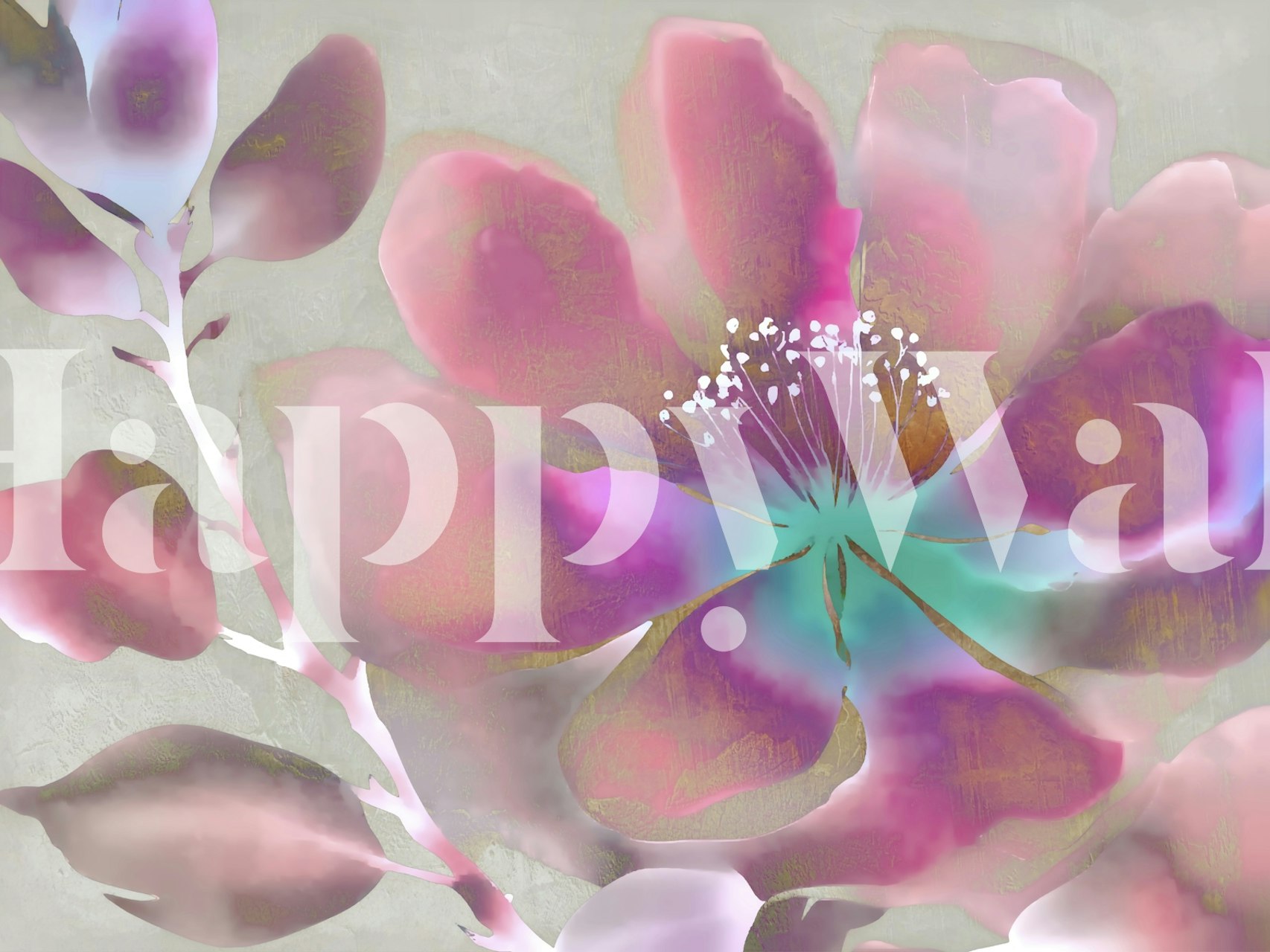 Floral spring wallpaper design in a room