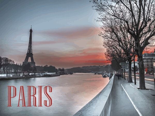 Seine and Eiffel Tower Silhouette