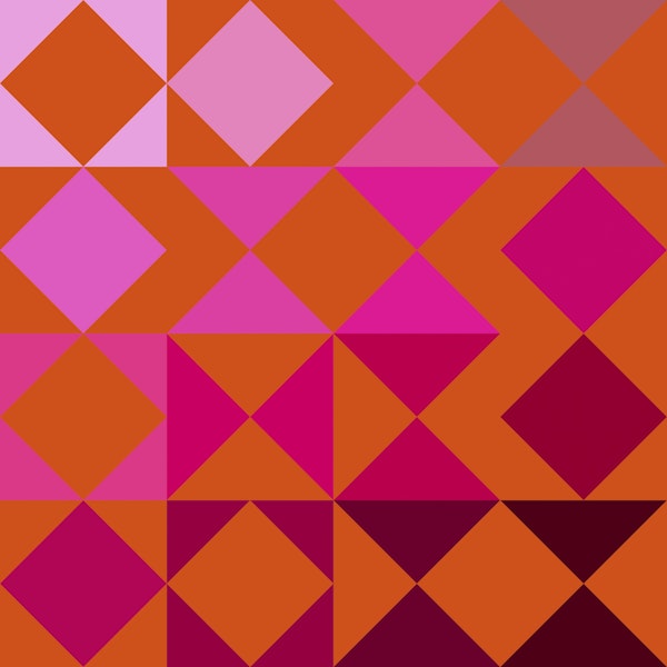 Retro Triangles And Squares Orange Pink