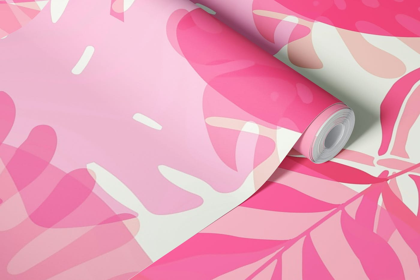 Pink Palm Leaf Exotic Vibe wallpaper roll