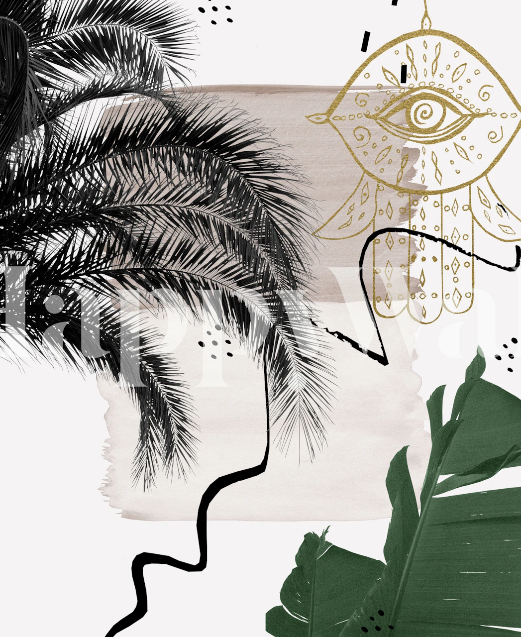 Hamsa Hand Naturelle 1 wallpaper in a room