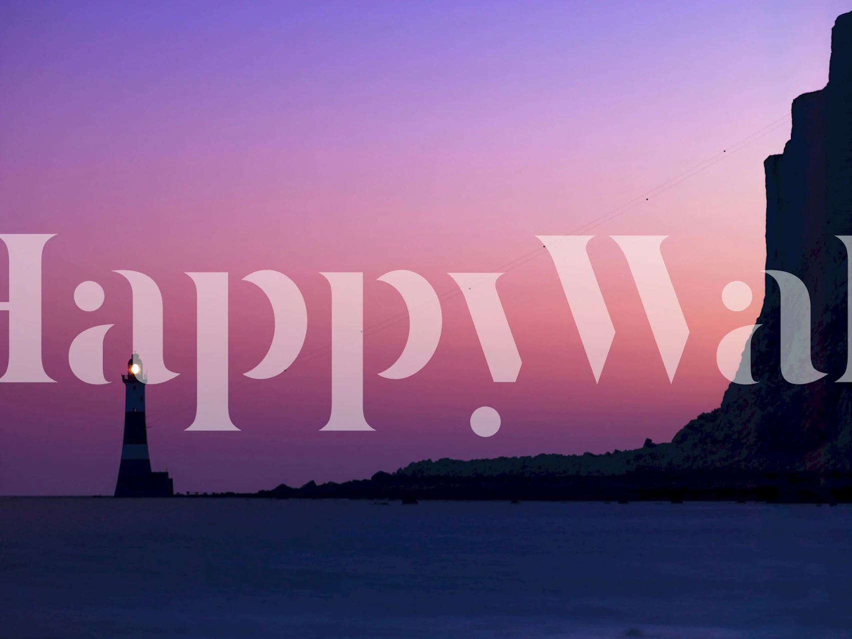 Beachy Head Lighthouse with violet sunset gradient wallpaper