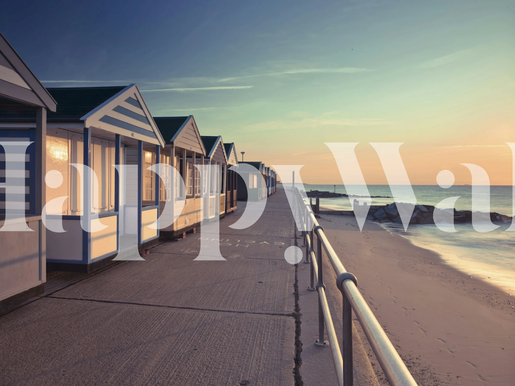 Tapet med Beach Huts Along the Shore