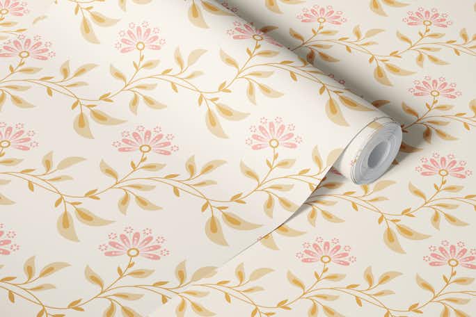 Trailing Floral, white, Swallpaper roll