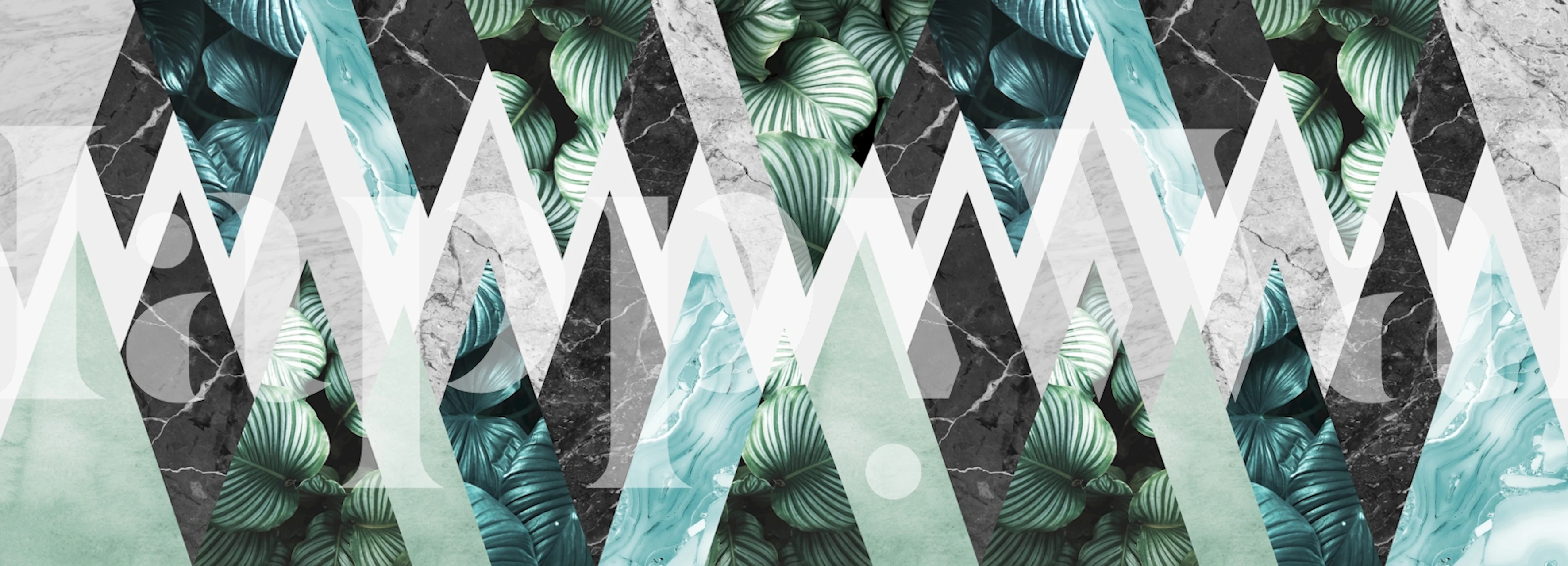 Tropical leaves composition 1 mostrato in una stanza