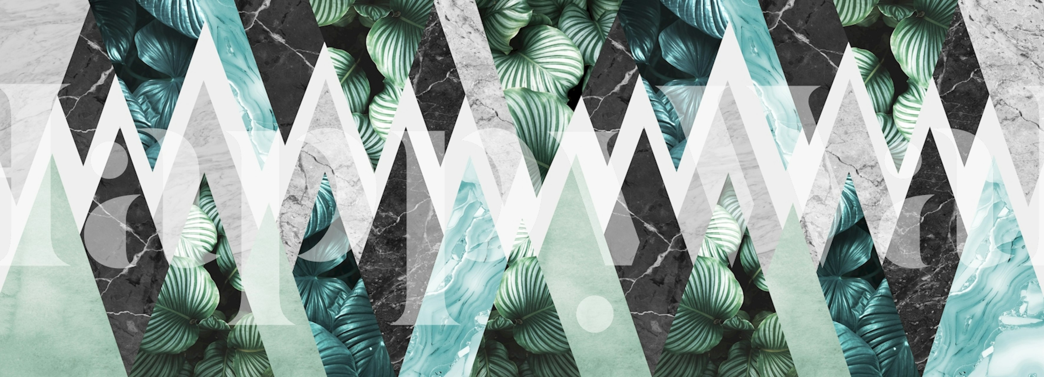 Tropical leaves composition 1 zobrazeno v místnosti