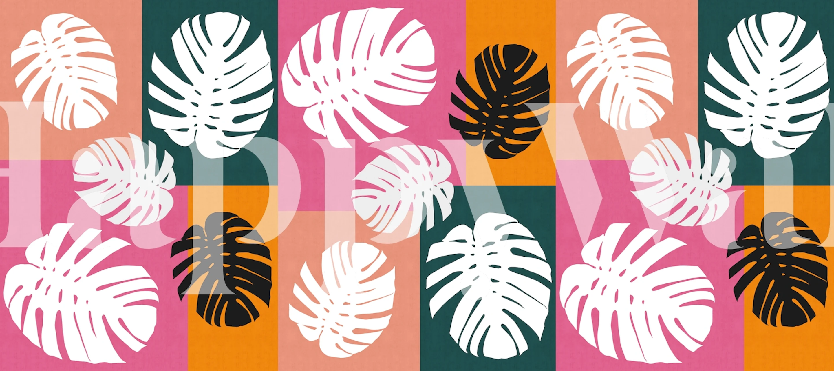 Tropical leaves wallpaper dans un cadre vibrant