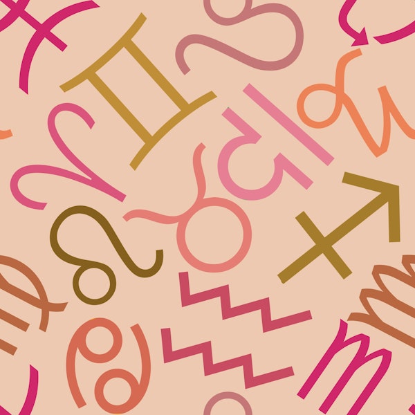Zodiac Symbols in Warm Pink