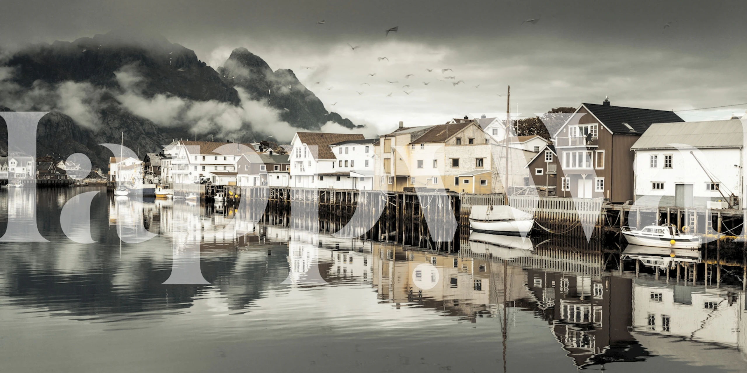 Fjord Living wallpaper in a stylish room