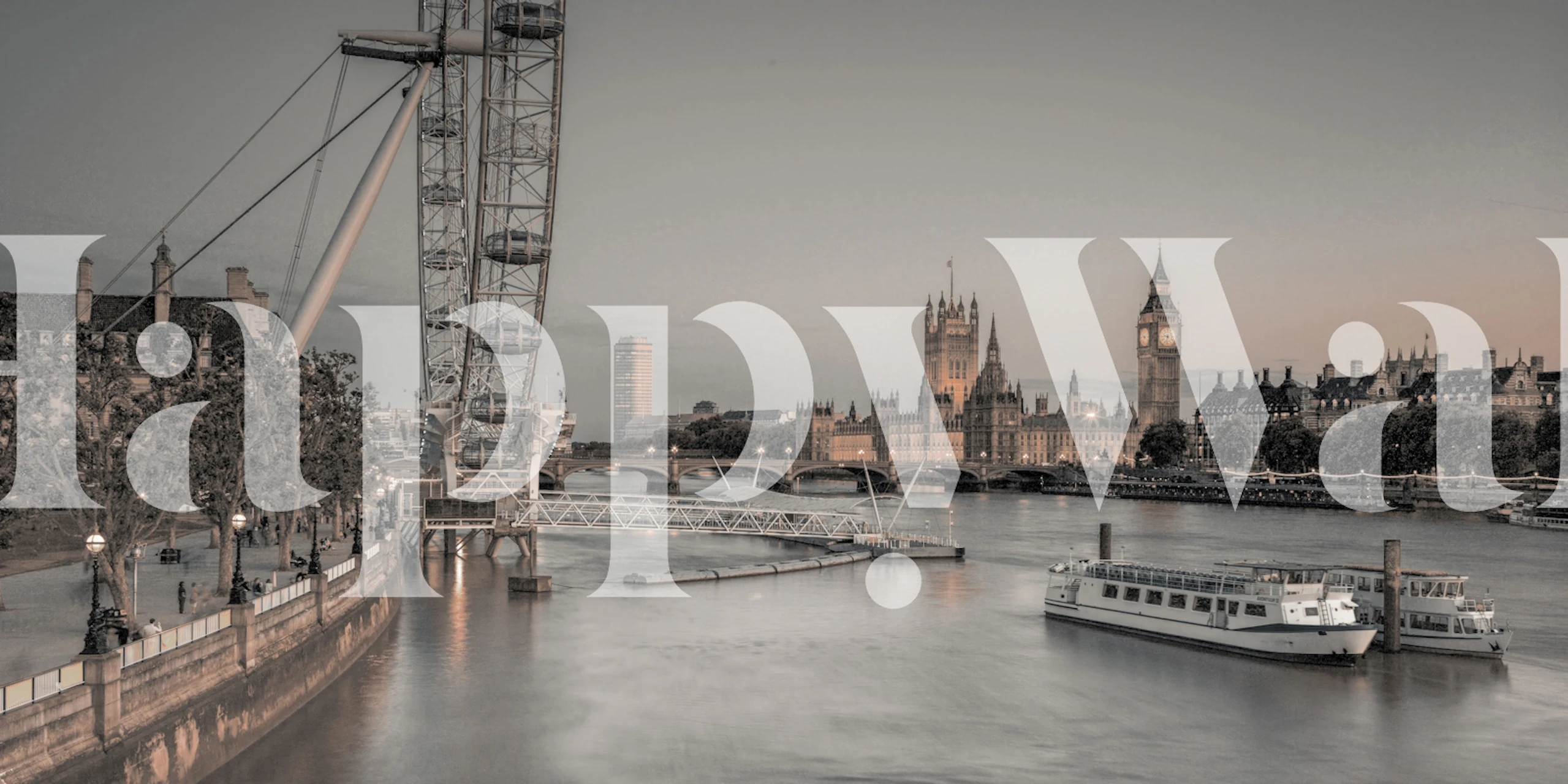 Thames Landmark behang in een kamer