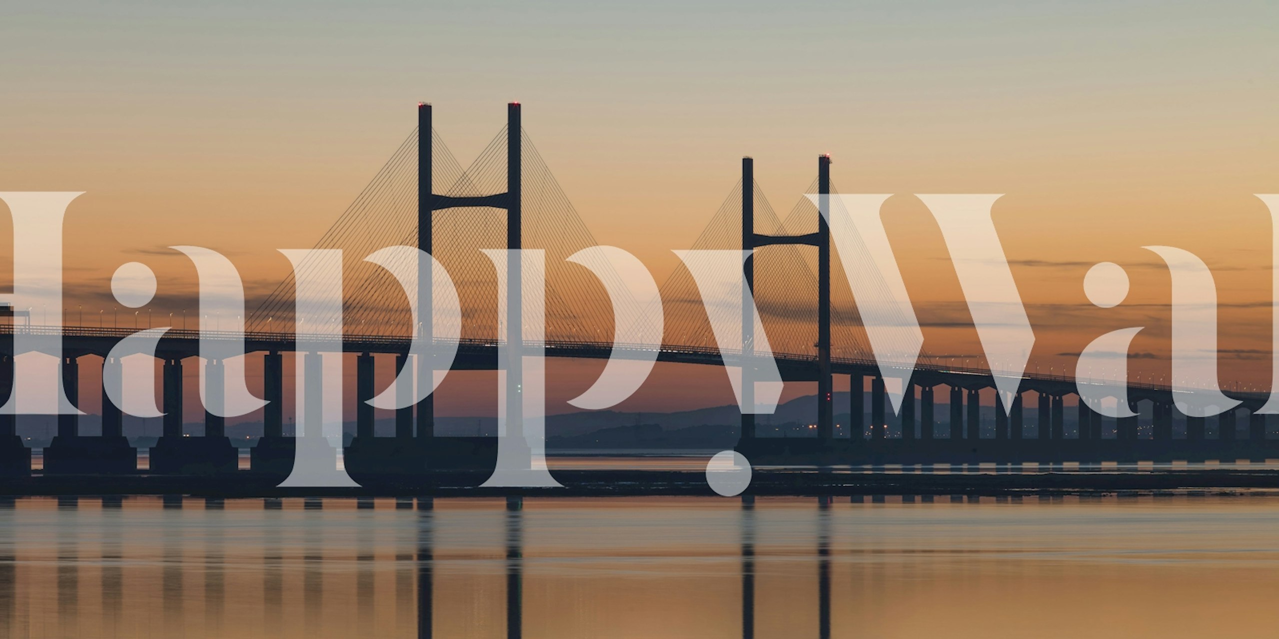 Severn Bridge at dusk wallpaper in a room