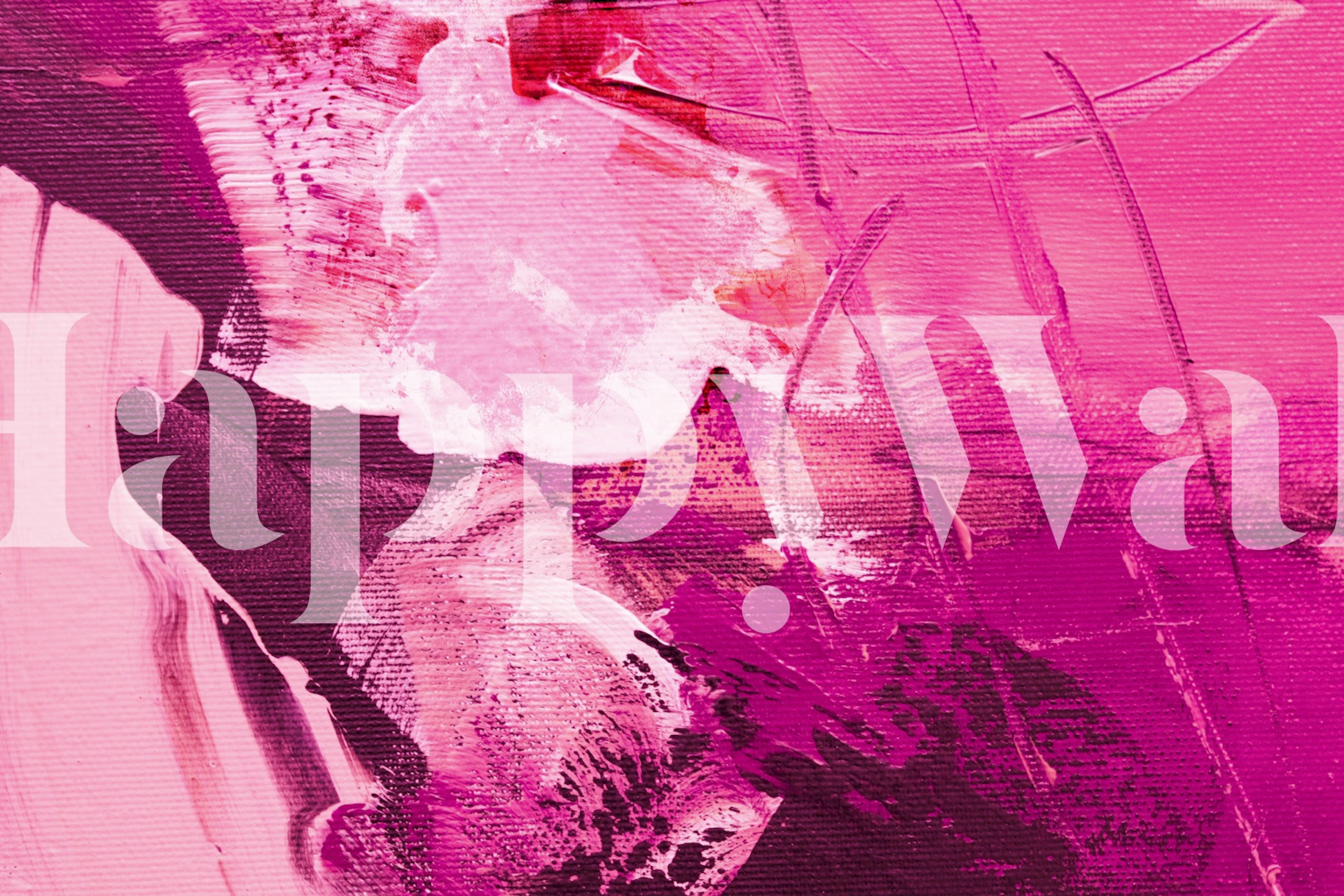 Pink abstrakt kunst vægmaleri med dynamiske penselstrøg