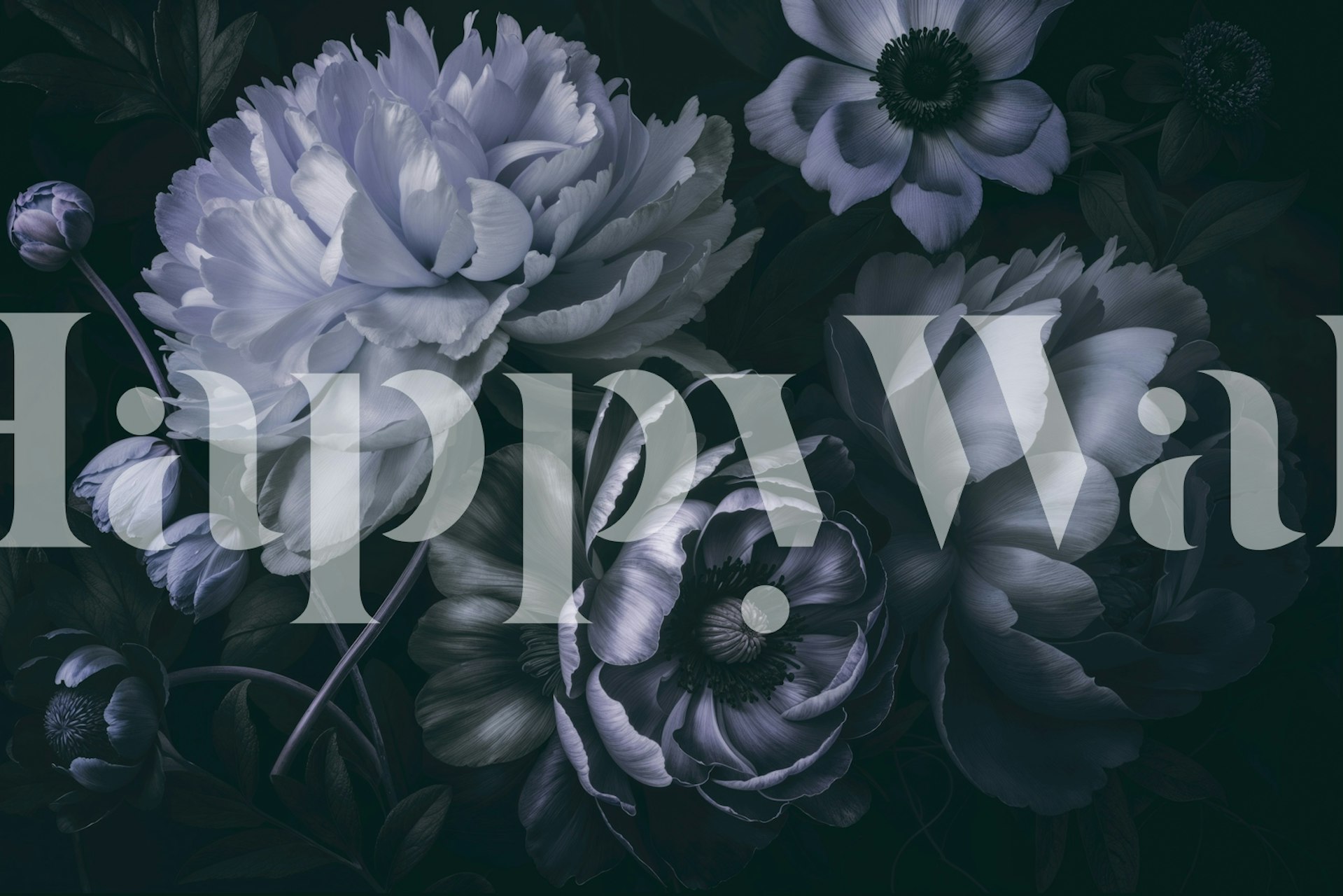 Moody Baroque Floral Symphony Midnight Blue in een kamersetting