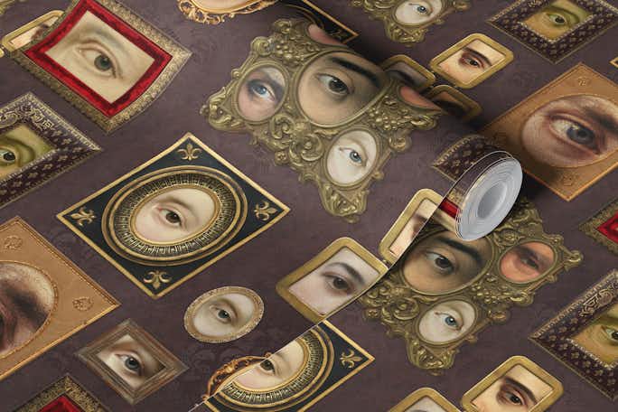 Single Eyes Victorian Portraits brownwallpaper roll