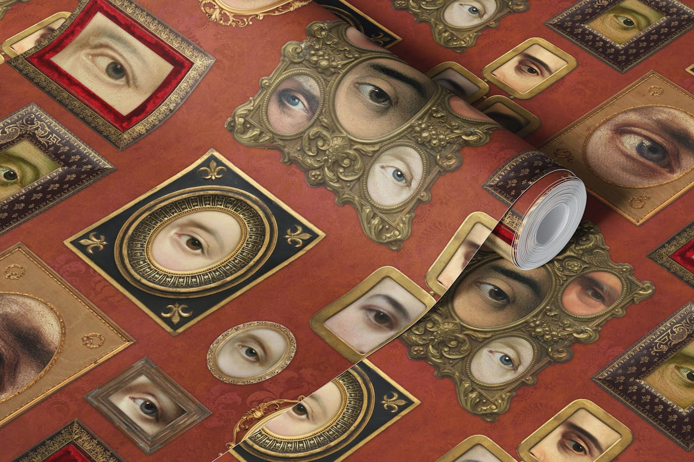 Single Eyes Victorian Portraits copper wallpaper roll