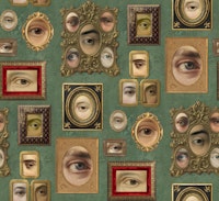 Single Eyes Victorian Portraits sage green ταπετσαρία