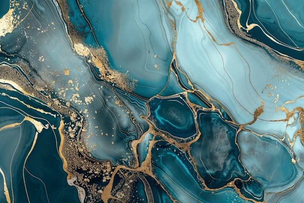 Magnific Marble Teal Gold Luxury