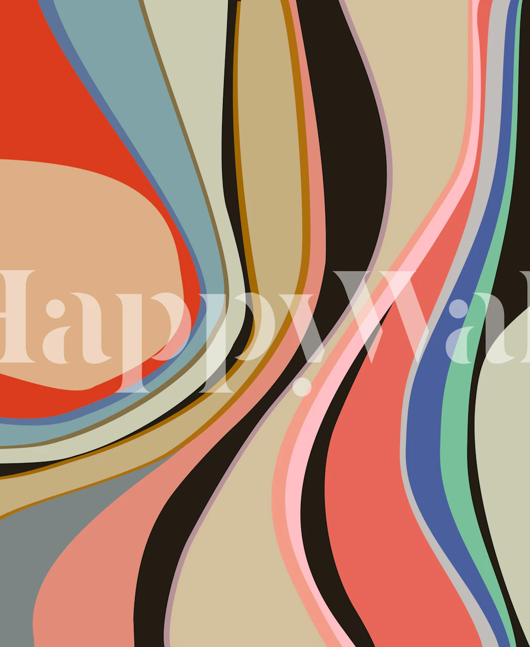 Sinuous Shapes 11 wallpaper design in a room