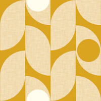 mid century modern leafs - mustard (L) tapete