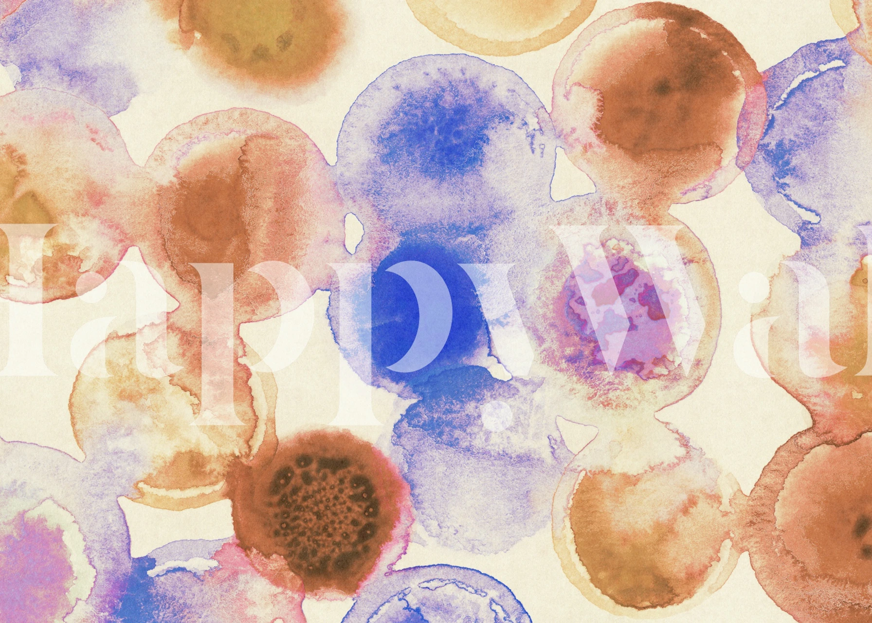 Colorful circles in blue, orange, and purple patterns wallpaper