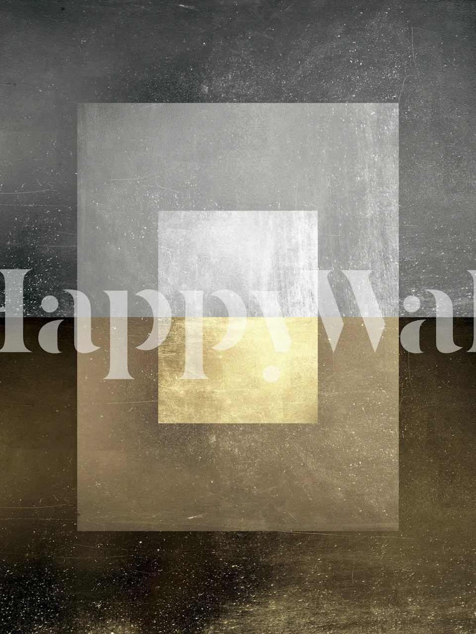 Gold and metal figures wallpaper in a room