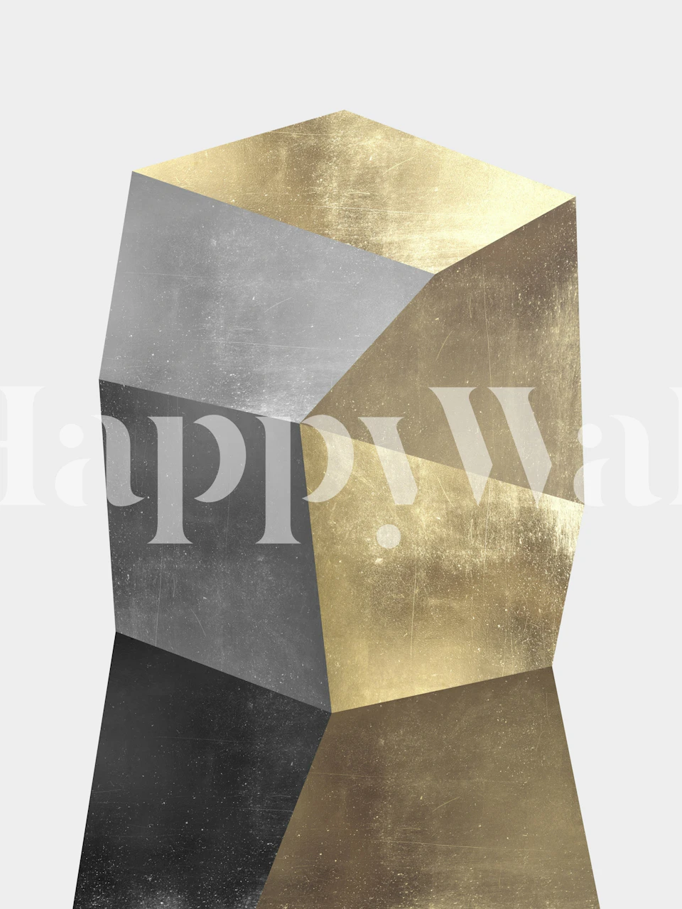 Gold and metal geometric figure wallpaper with metallic sheen