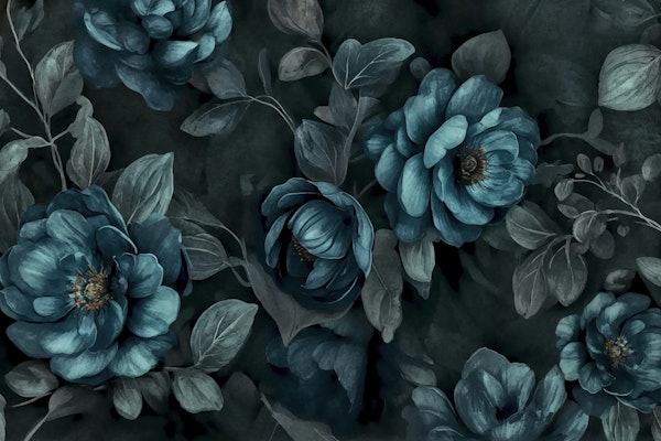 Baroque Moody Elegance Teal Flower Serenity