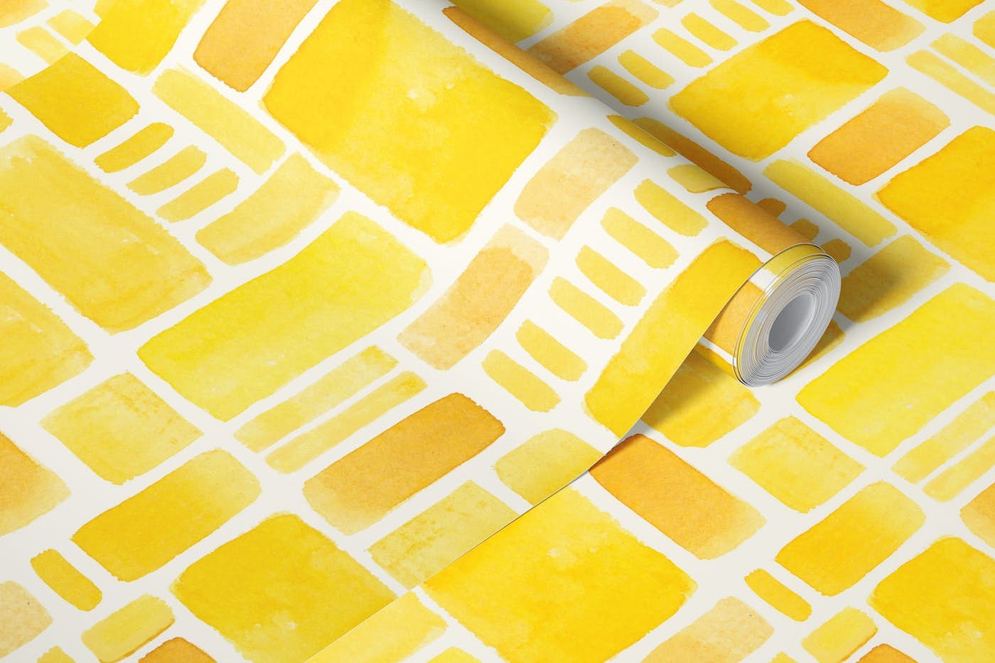 Yellow waterclor geometrics wallpaper roll