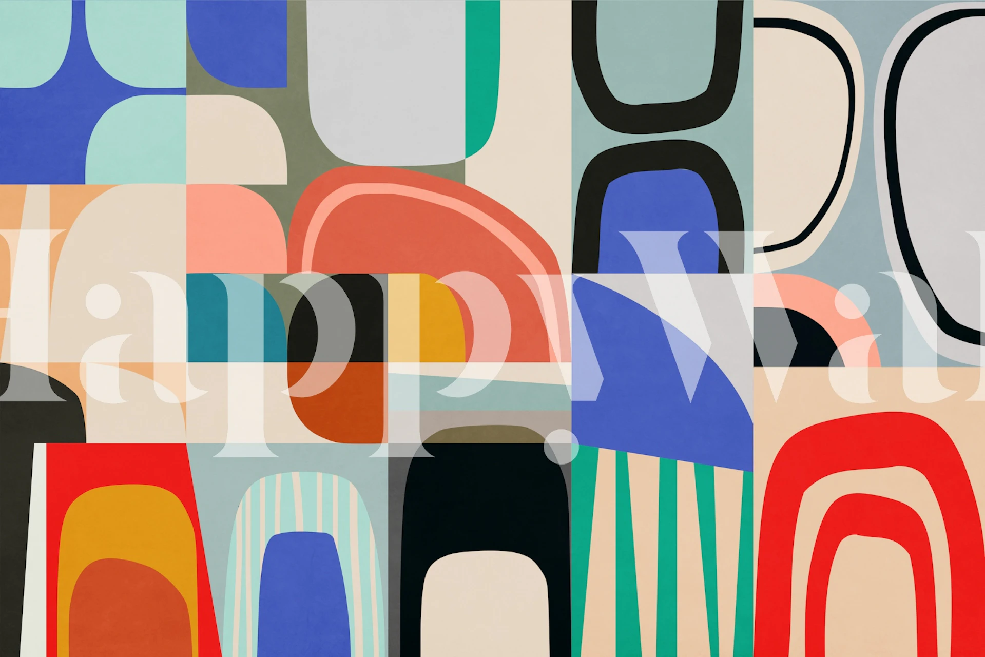 Mid Century Modern 6 wallpaper displayed in a room