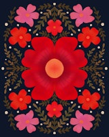 Forest flowers magenta and blue tapete