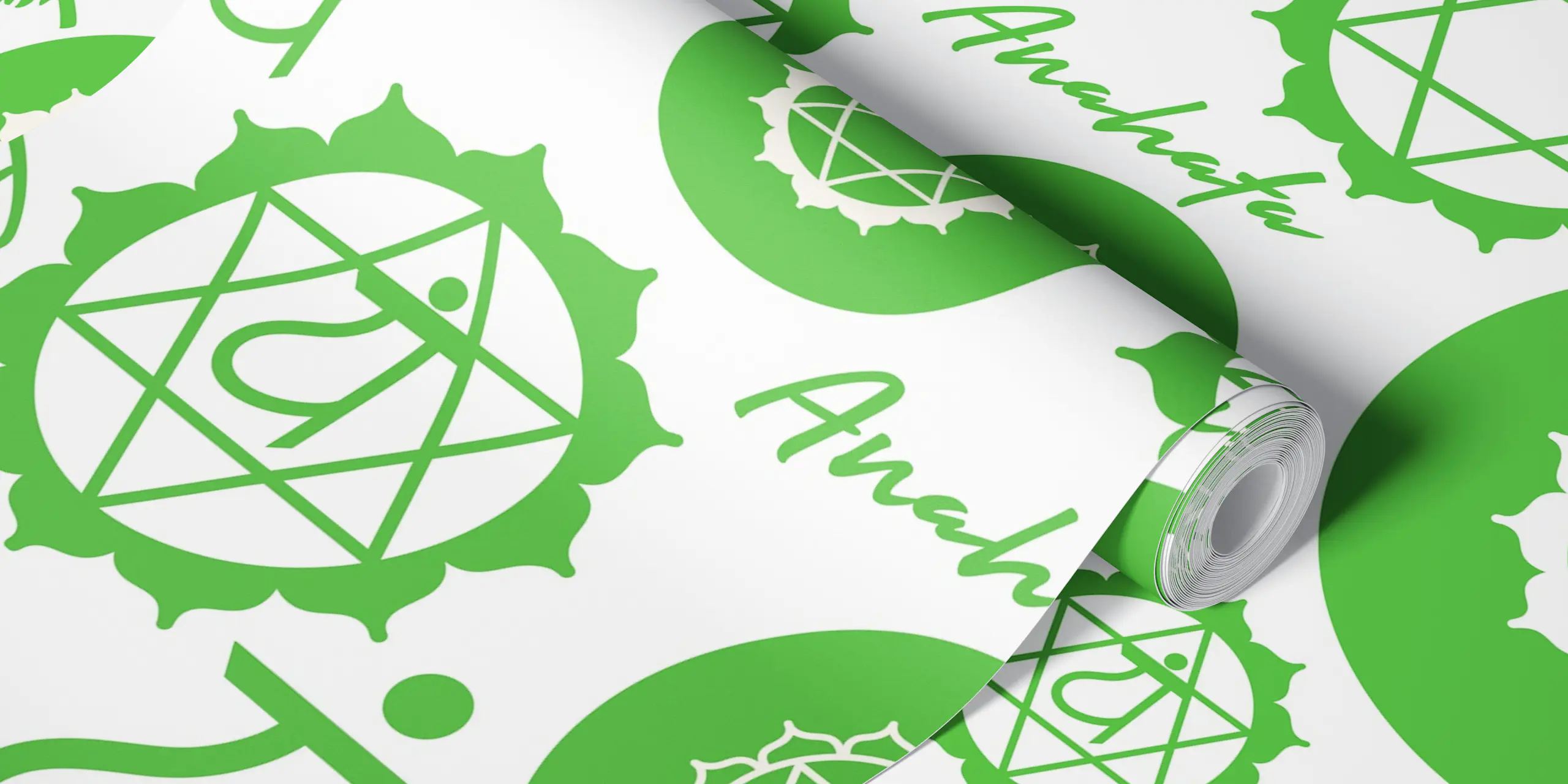 Green Anahata Chakra Wallpaper for Home Decor