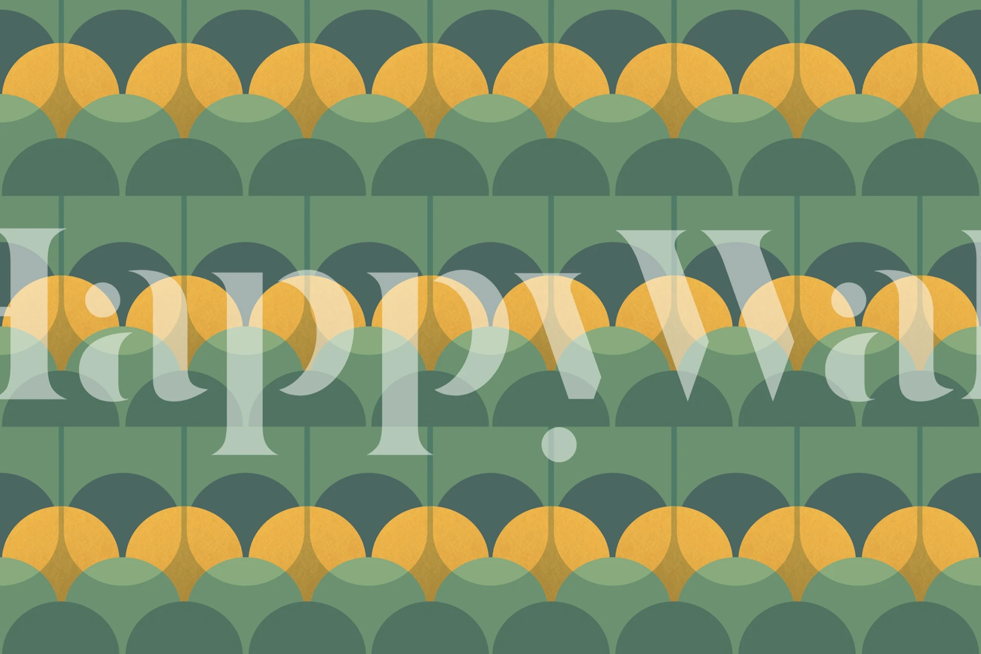 Green retro geometry wallpaper in a room