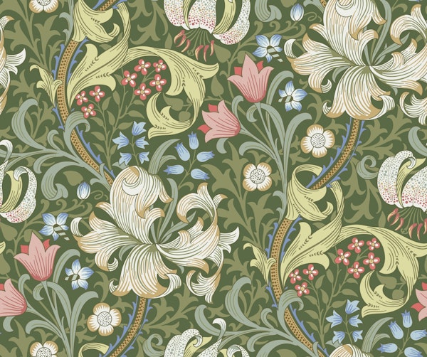Victorian Golden Lily on dark green