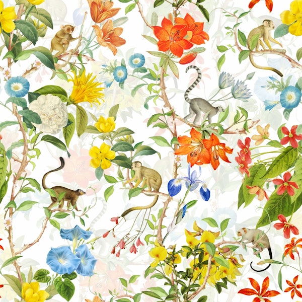 Monkeys In Chinoiserie Garden