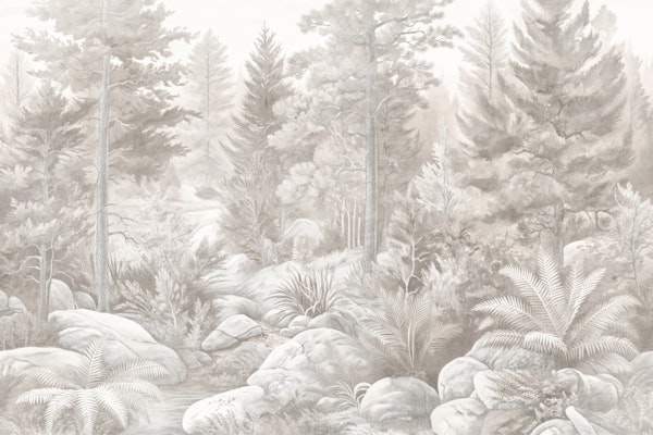 Pastel Neutral Pine Forest Oil Painting