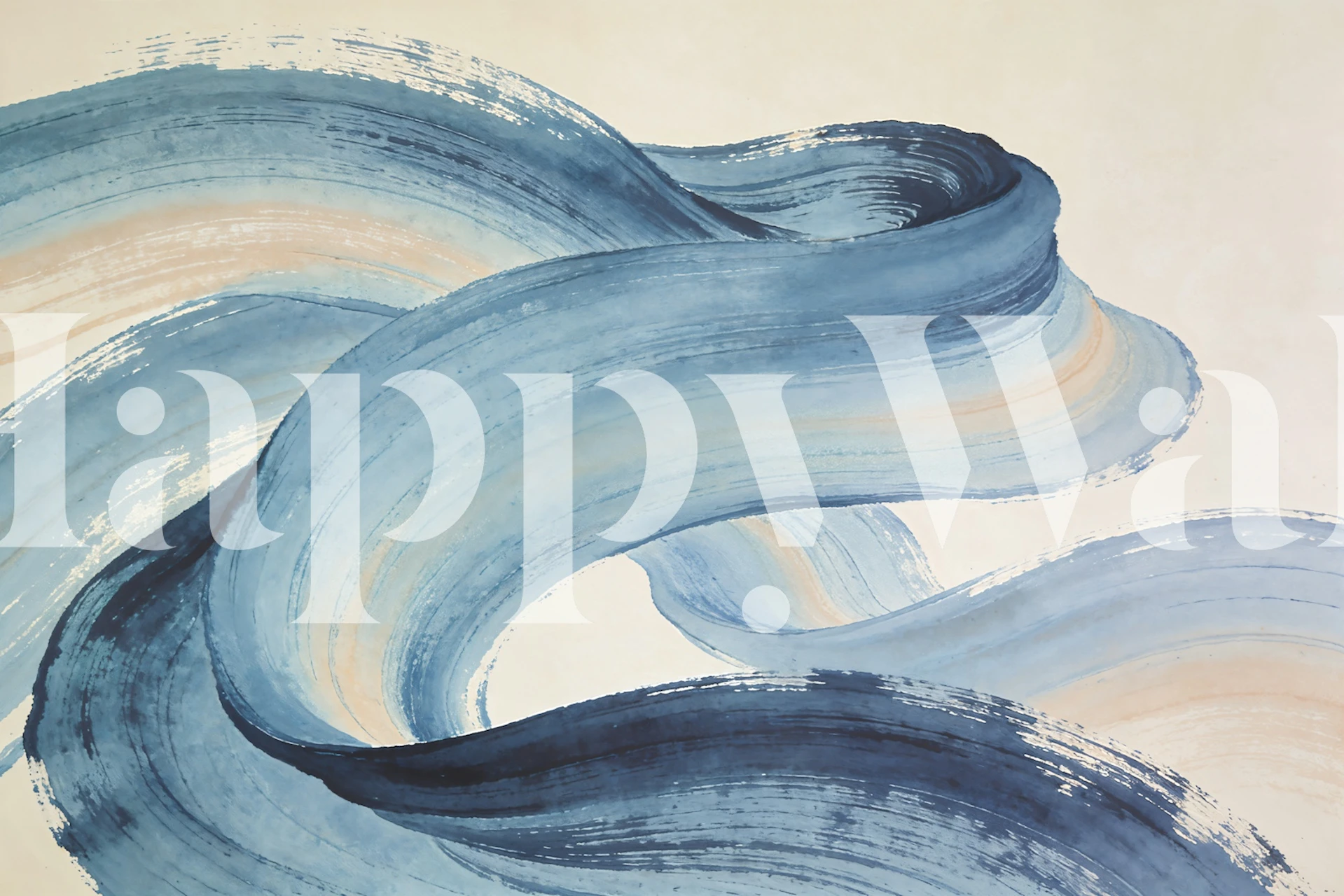 Abstract waves pattern in light blue and white wallpaper