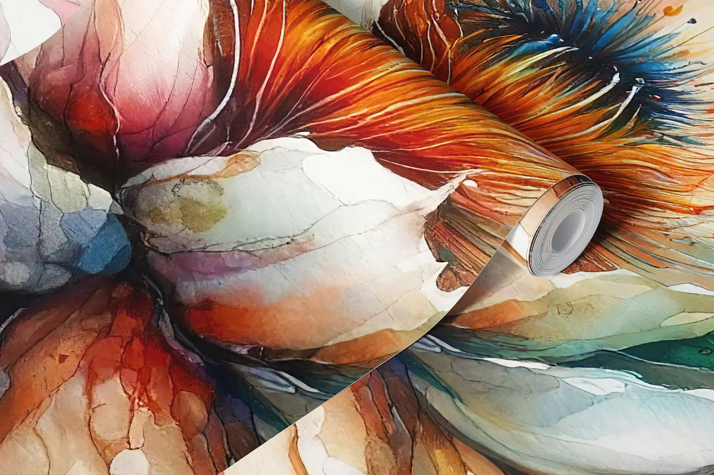 Colorful Watercolor Blossom wallpaper roll