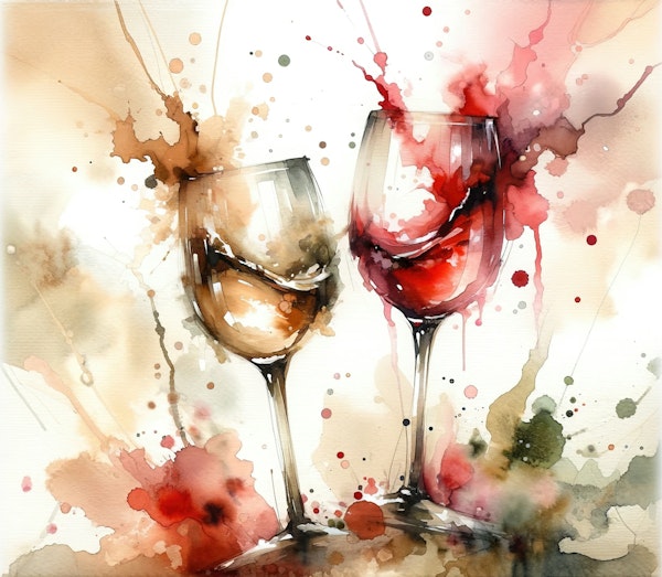 Watercolor Wine Glasses
