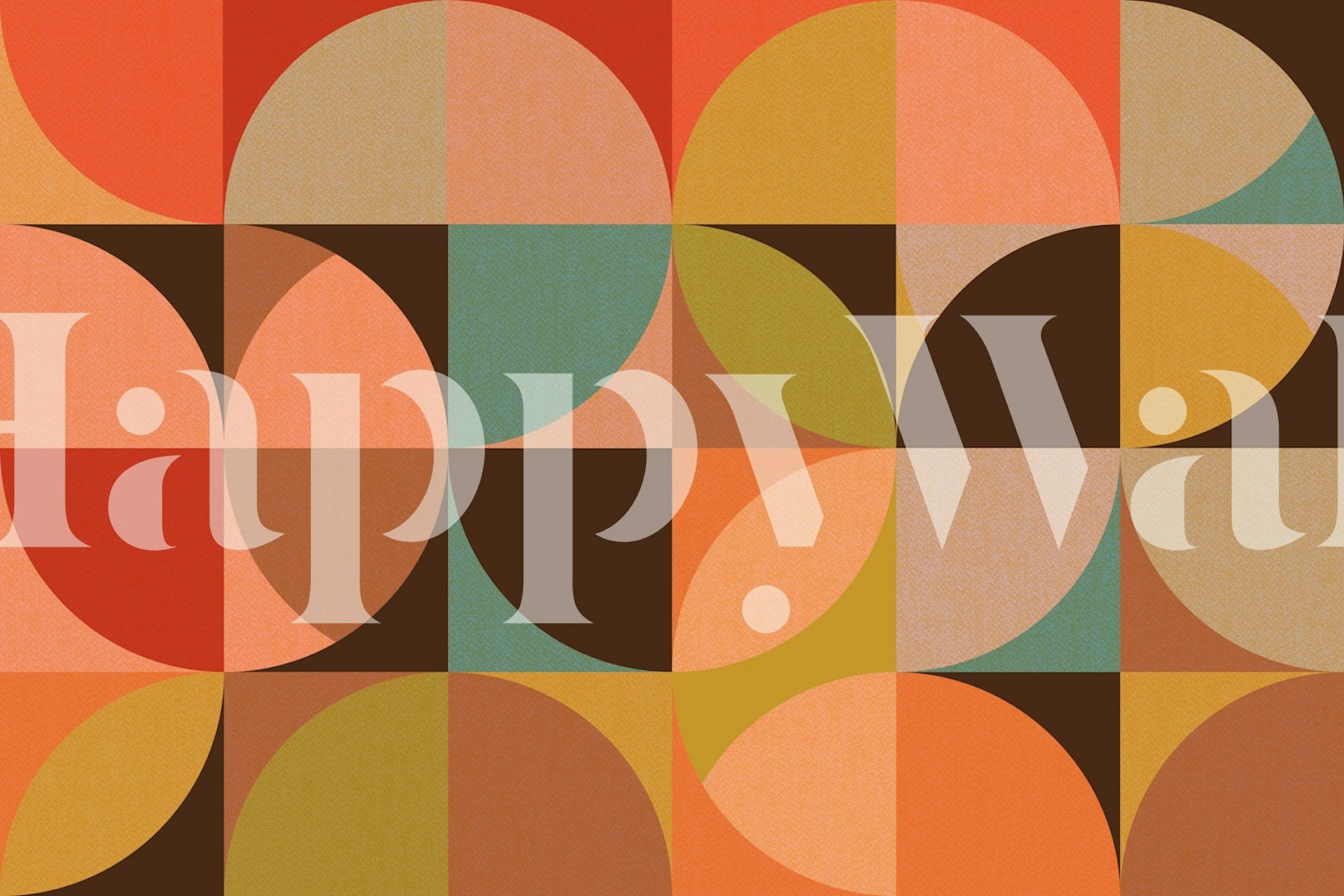 Geometric shapes in warm oranges, browns, and teal wallpaper