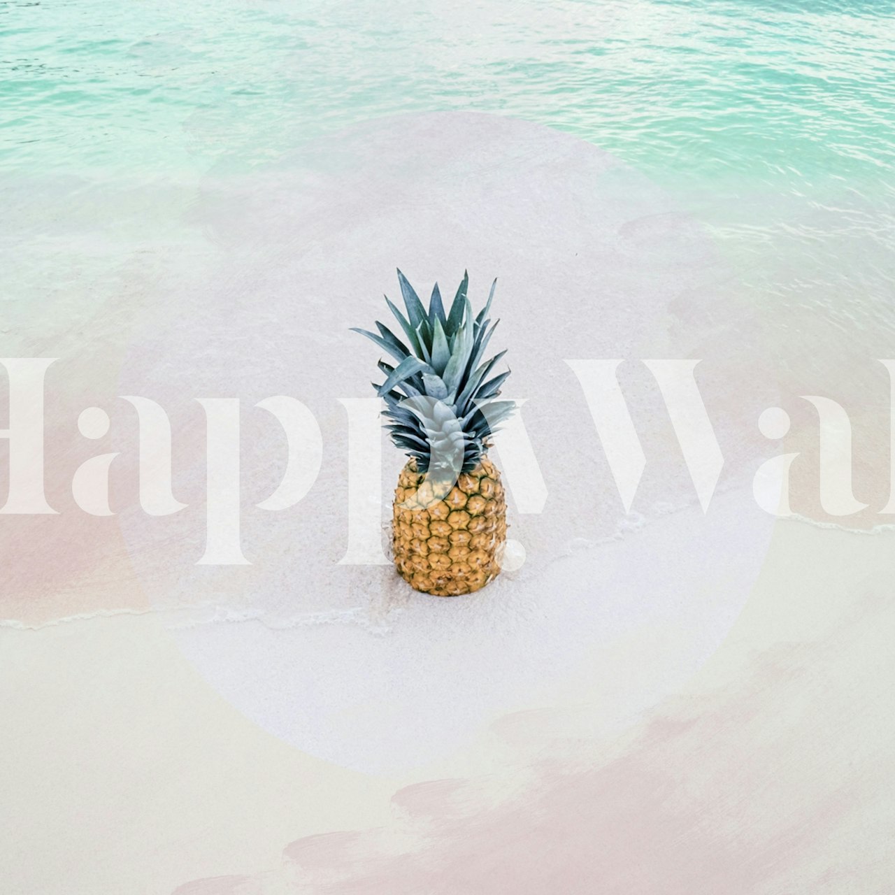 Pineapple on the beach wallpaper in a room