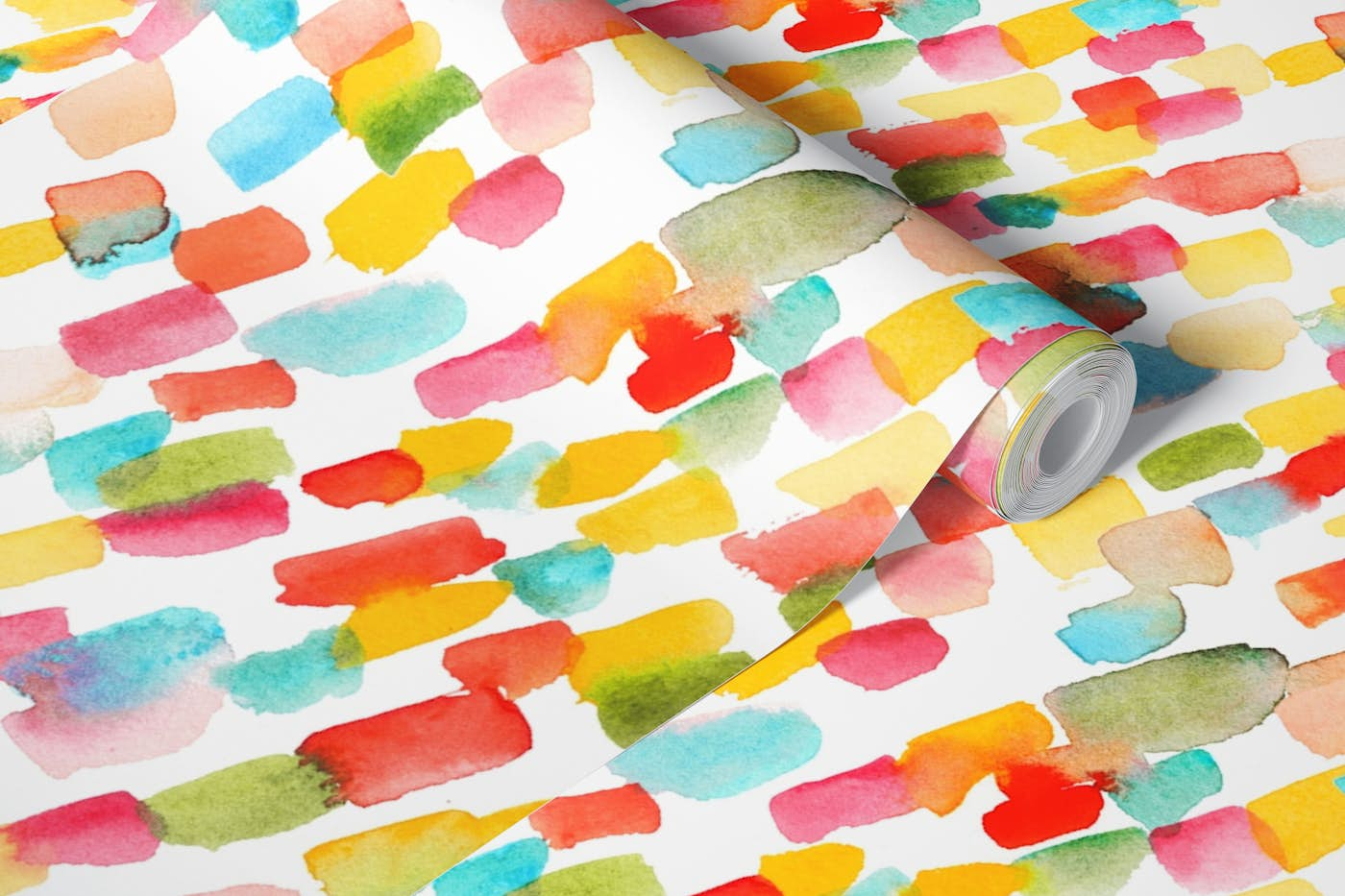 happy bold watercolor brushstrokes wallpaper roll