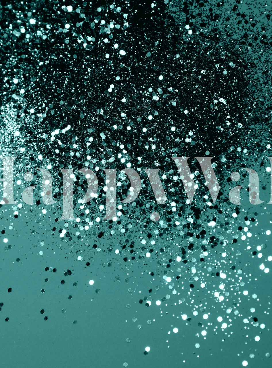 Teal ocean glitter wallpaper with sparkling teal and black elements