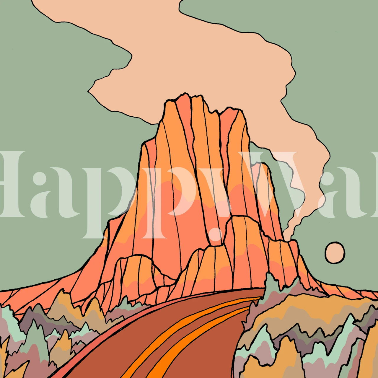 Road past the mountain dizajn tapeta