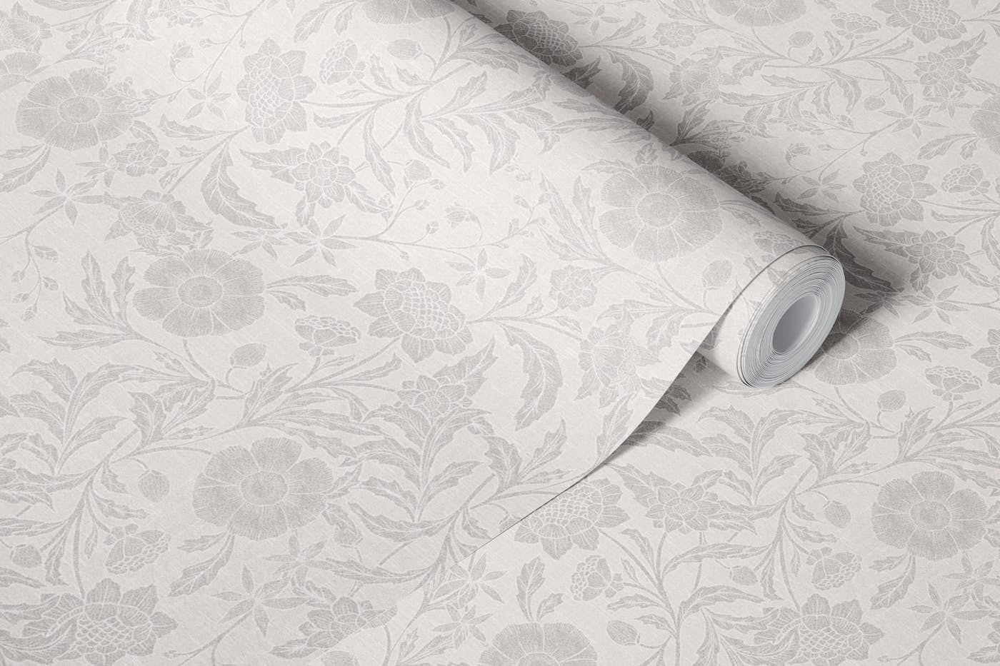 Textured neutral florals wallpaper roll