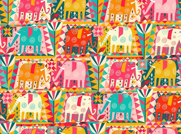 playful elephants kelim