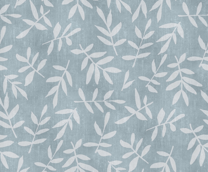 Blue Grey Floral Leaf Wallpaper